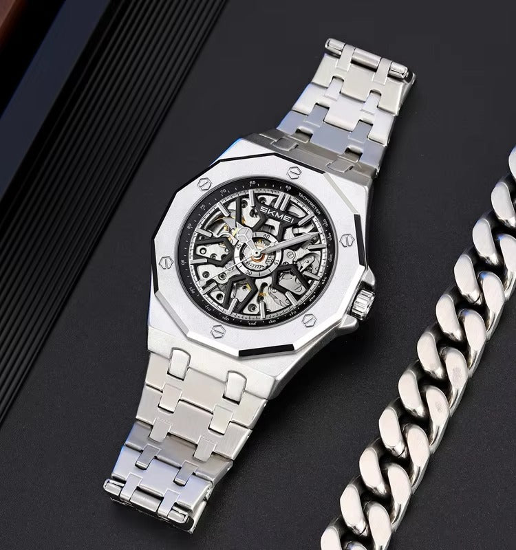SKMEI - M036 - Automatic Movement Skeleton Dial - silver-steel image 2
