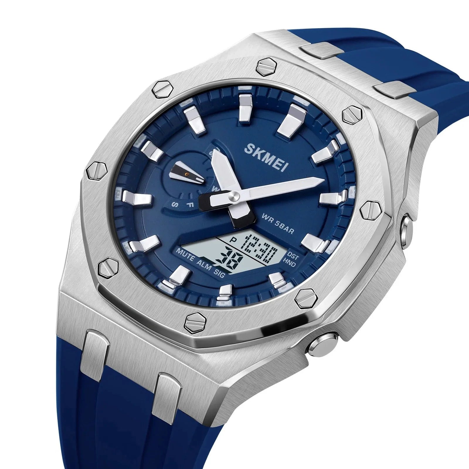Skmei - 2243 - World time 50 Timezone- Silver/DarkBlue image 1