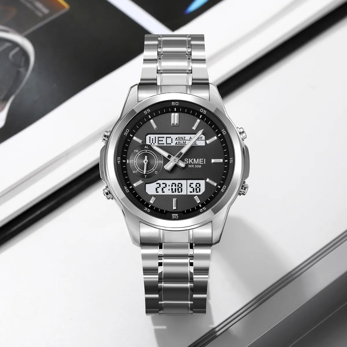 Skmei 2284 World Master Dual Display Watch - Silver/Black image 1