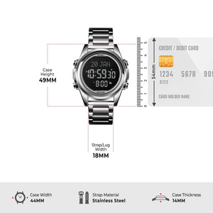 SKMEI - 1667 - Qibla Azan Time Reminder Prayer Watch - silver/black image 4