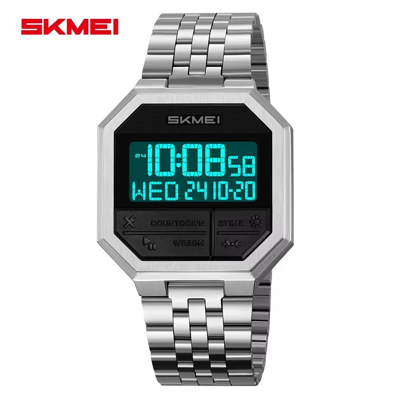 Skmei - 2350 - Digital MultifunctionalSports Watch with Dual Time - Silver image 4