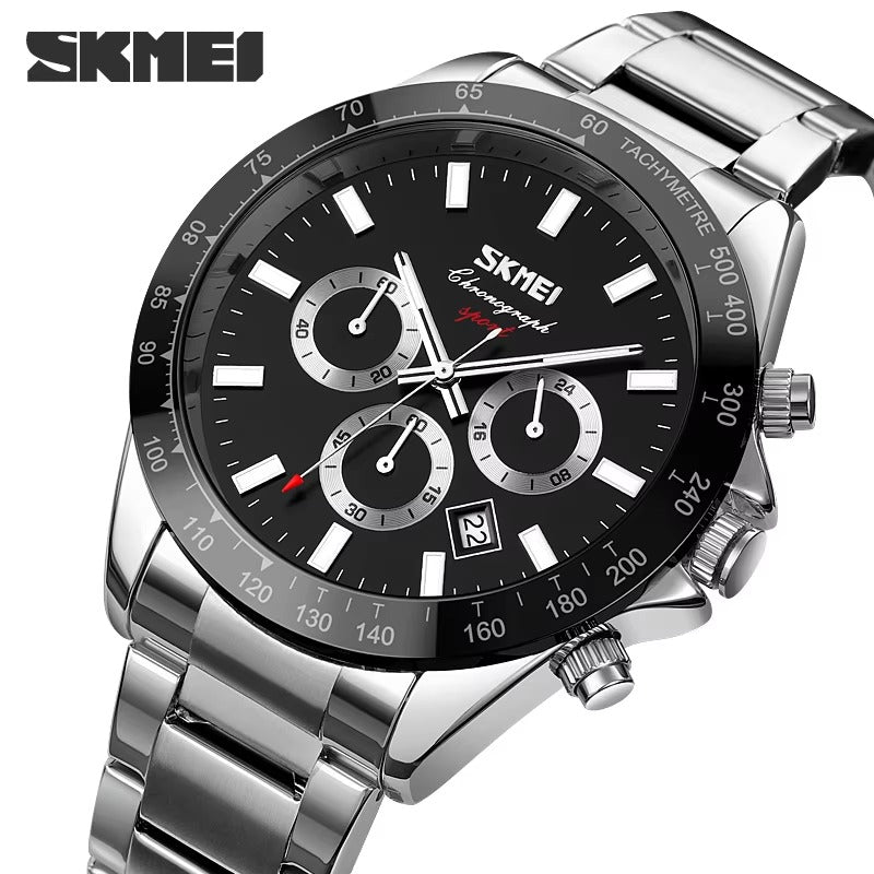 Skmei - 9259 - Stainless Steel Chronograph - Silver/Black image 0
