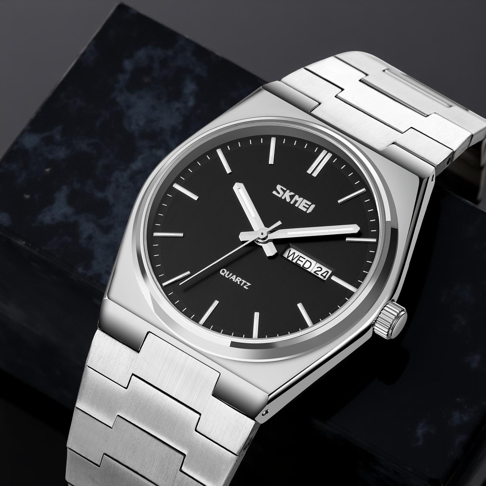 SKMEI - 9288 - Business Class Luxury Watch - Silver/Black image 1