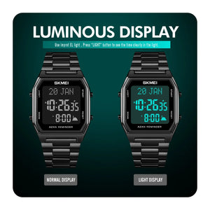SKMEI - 1763 - Qibla Azan Time Reminder Prayer Watch - black/black image 4