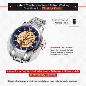 SKMEI - 9222 - Luxury Automatic Skeleton Watch - silver/blue image 1
