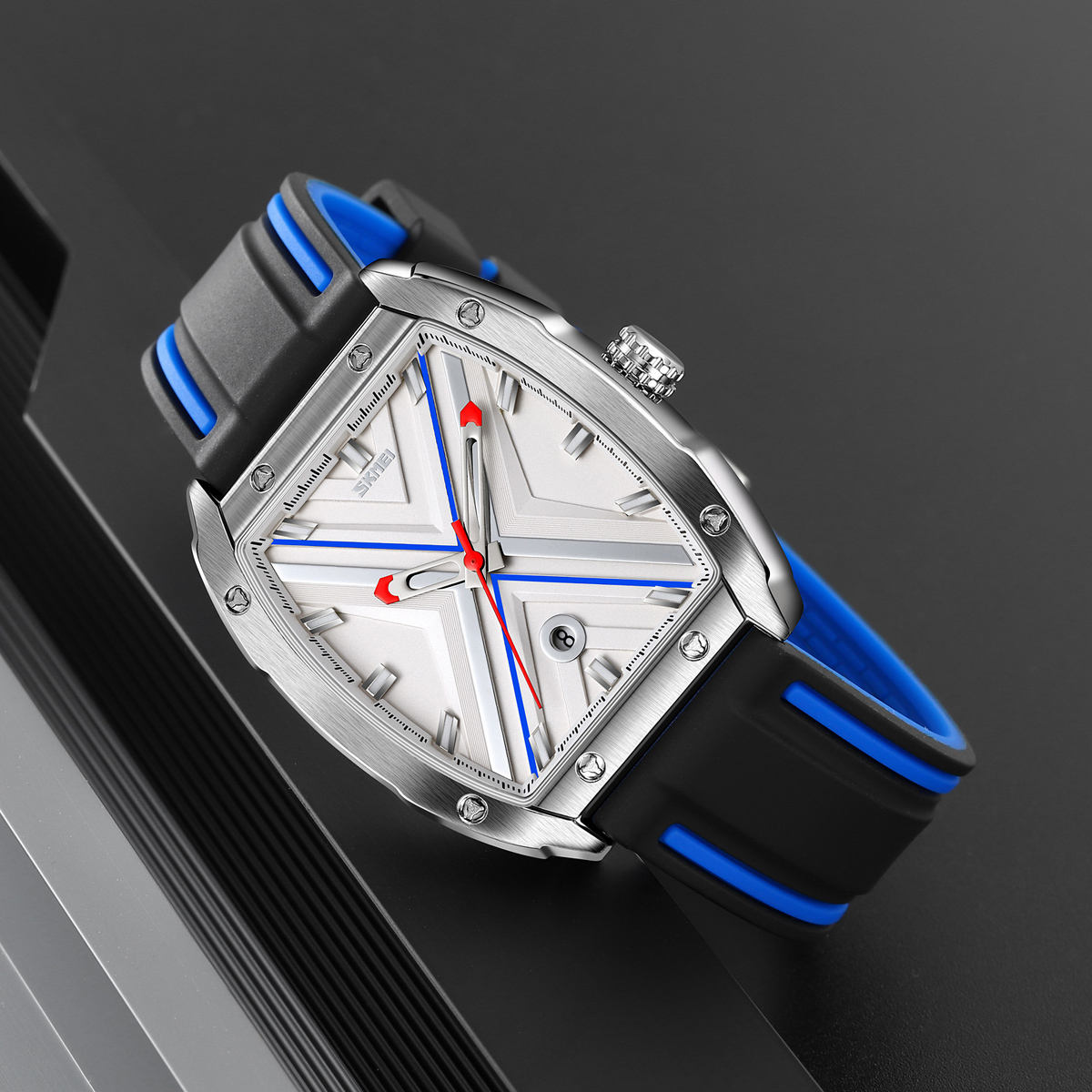 SKMEI - 9364 - Sporty Barrel Shape Quartz Watch - blue image 2