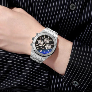 SKMEI - 9296 - Analog Stainless Steel Chronograph Quartz Watch - silver black image 4
