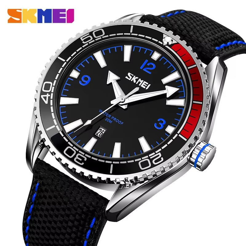 Skmei - 9291 - Fashion Business Genuine Strap Waterproof - Blue image 0