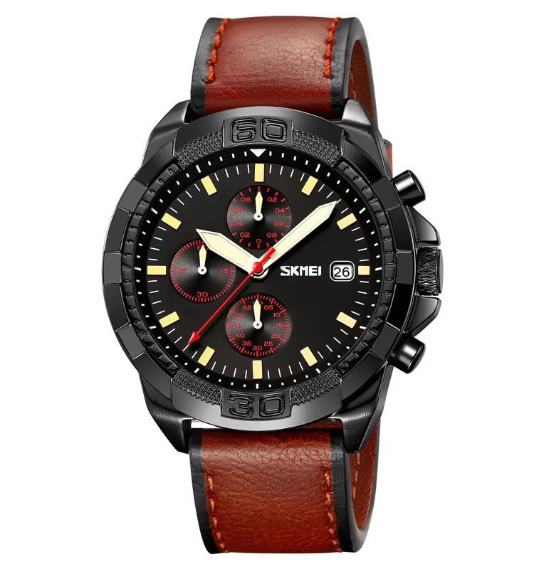 SKMEI - 9347 - Chronograph High Quality Luxury Watch - Brown/Black image 4