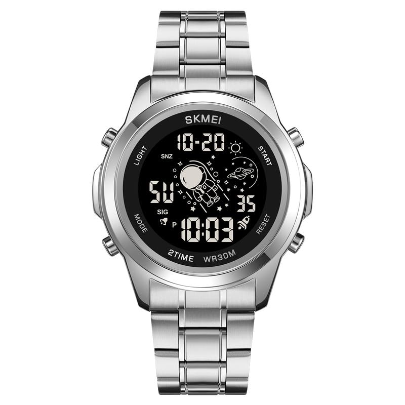 Skmei - 2019 - Advanced Digital Features Dual Time Watch - silver-black image 0