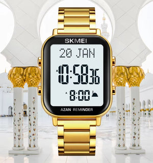 SKMEI - 2135 - Qibla Azan Time Reminder Prayer Watch - gold image 1