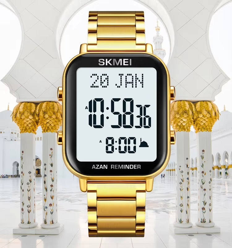SKMEI - 2135 - Qibla Azan Time Reminder Prayer Watch - gold image 1