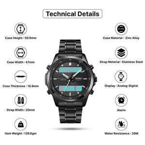 Skmei - 2049 - Multifunctional Waterproof Watch - Black/White image 4