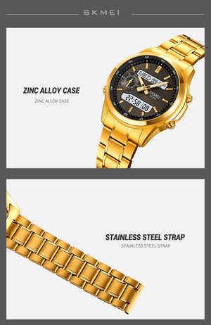 SKMEI - 2284 - World Master Dual Display Watch - Gold image 4