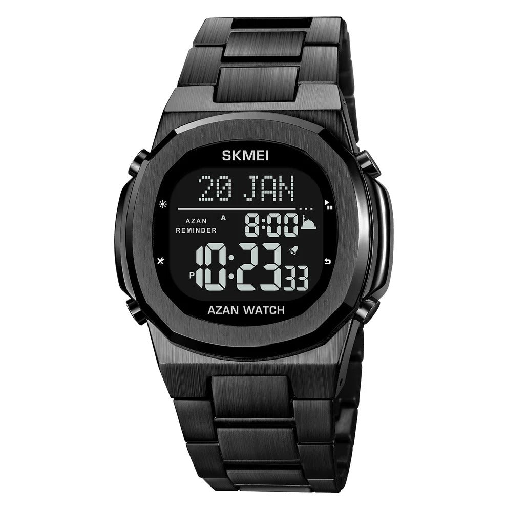 SKMEI - 2036 - Qibla Azan Time Reminder Prayer Watch - Black/black image 0