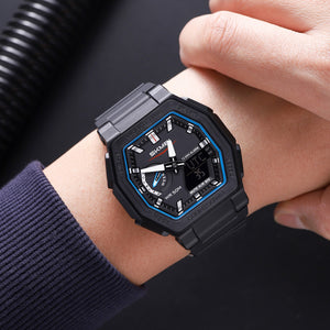 SKMEI - 2438 - Dual Sports Watch Multiple Time Zone - Black/Blue image 3