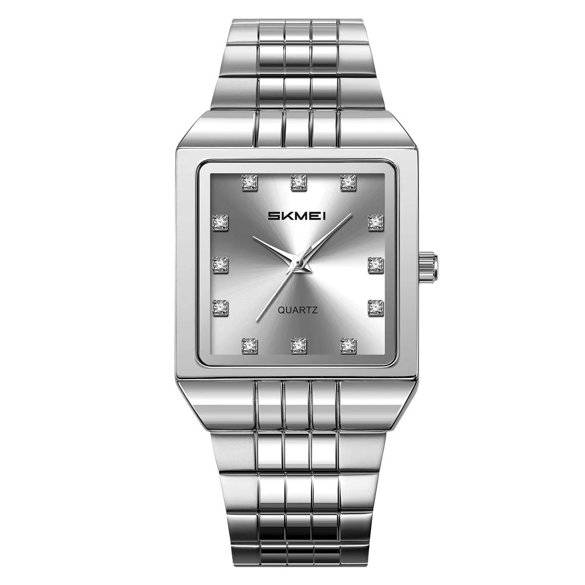 SKMEI 2619 Square Analog Diamond Dial Watch - silver/silver image 0