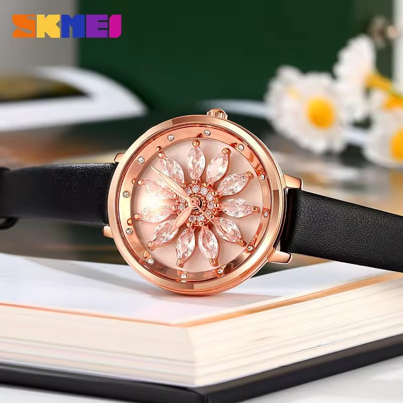 Skmei - 2268 - Women Rotating Flower - Black image 1