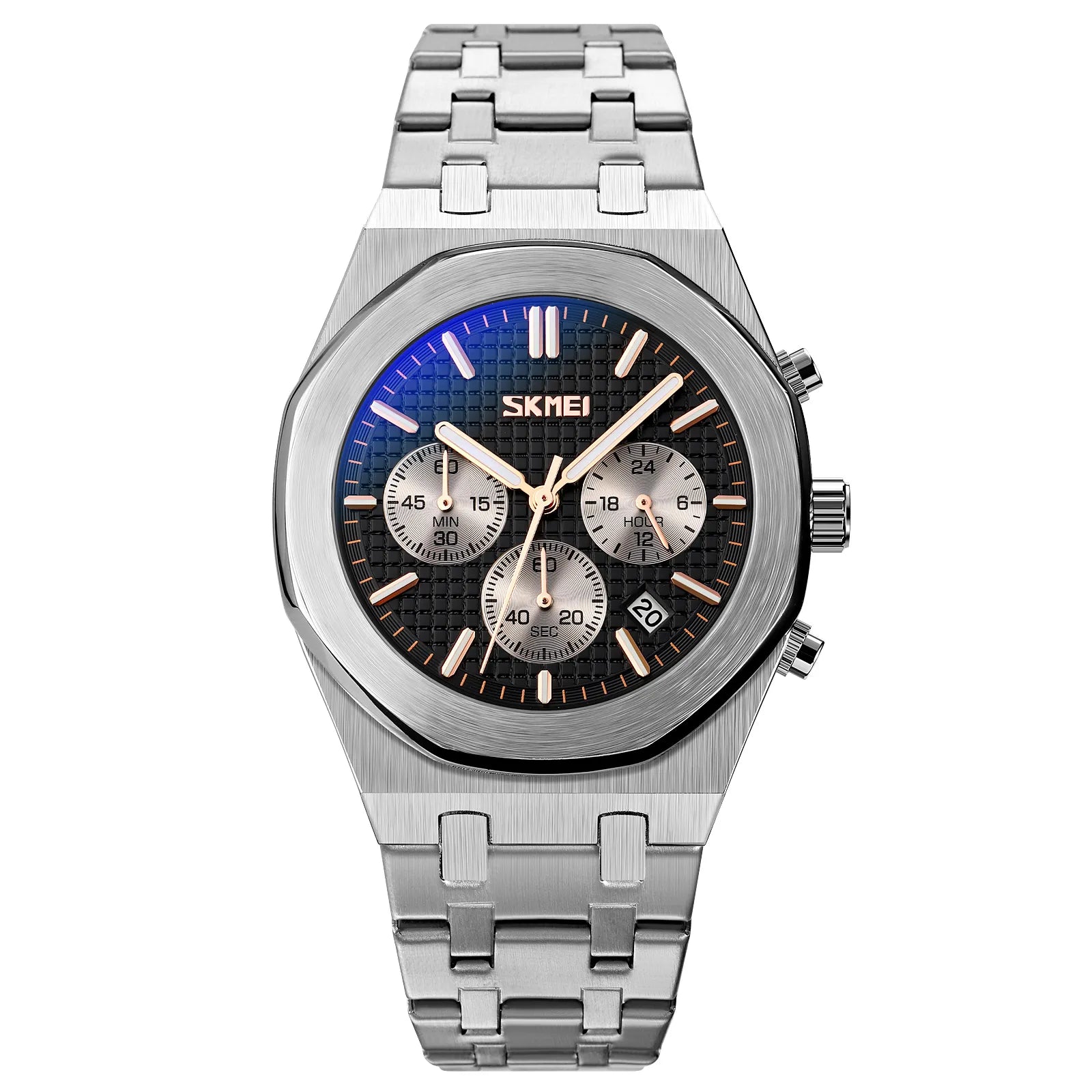 SKMEI - 9296 - Analog Stainless Steel Chronograph Quartz Watch - silver black image 0