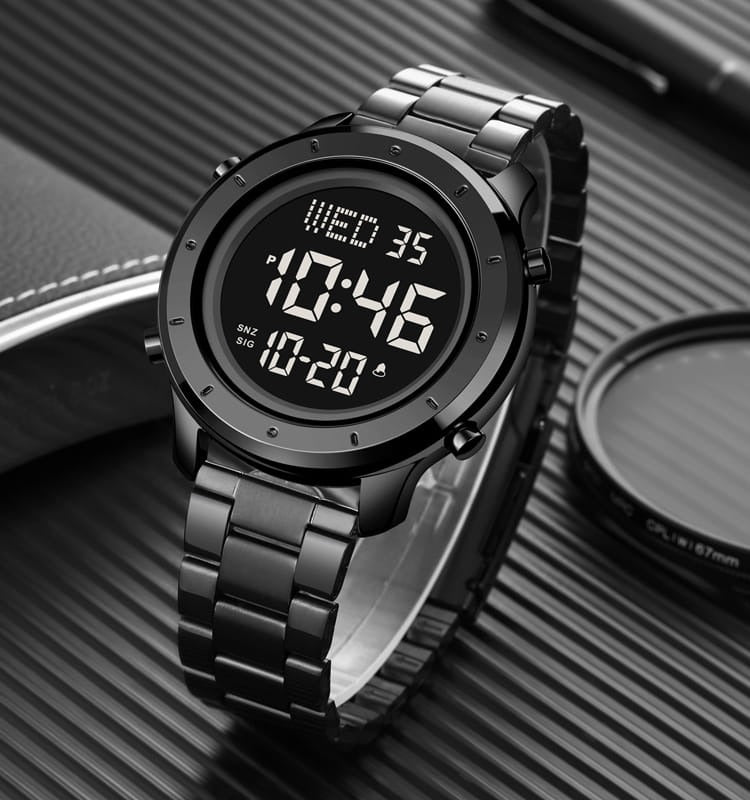 SKMEI - 1864 - Digital Stainless Steel Luminous Waterproof Watch - Black/Black-Steel image 0