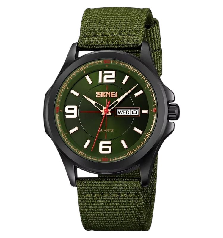 SKMEI - 9315 - Casual Nylon Strap Men’s Watch - armygreen image 0