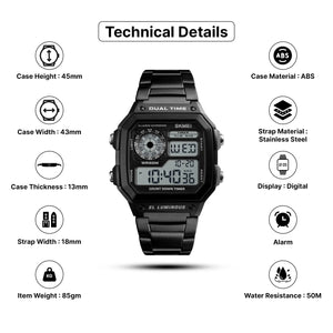 Skmei - 1335 - Digital Sports Countdown Waterproof Watch - Black image 7