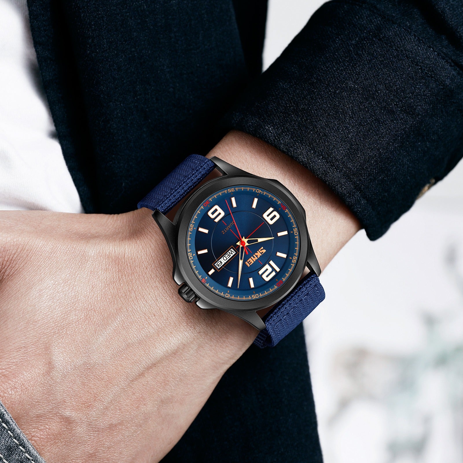 SKMEI - 9315 - Casual Nylon Strap Men’s Watch - blue image 2