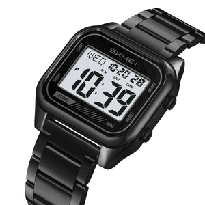 SKMEI 2478 Digital Sports Stainless Steel Watch – Black/White