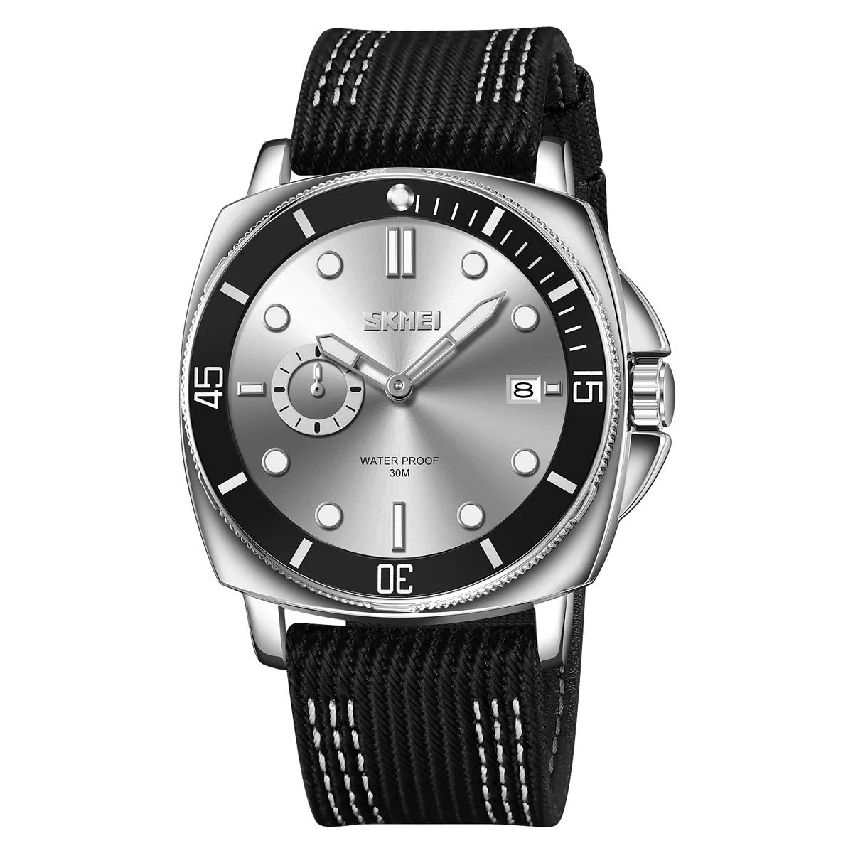SKMEI 9328 Analog Quartz Nylon Strap Casual Watch - Silver image 0