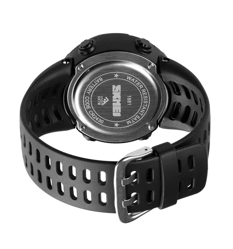 SKMEI - 1681 - Digital Temperature Watch - Black/Black image 3