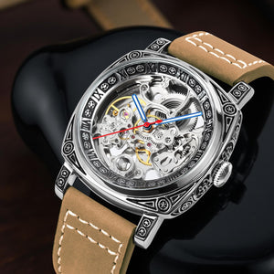 SKMEI - 9271 - Premium Automatic Skeleton Watch - brown image 2