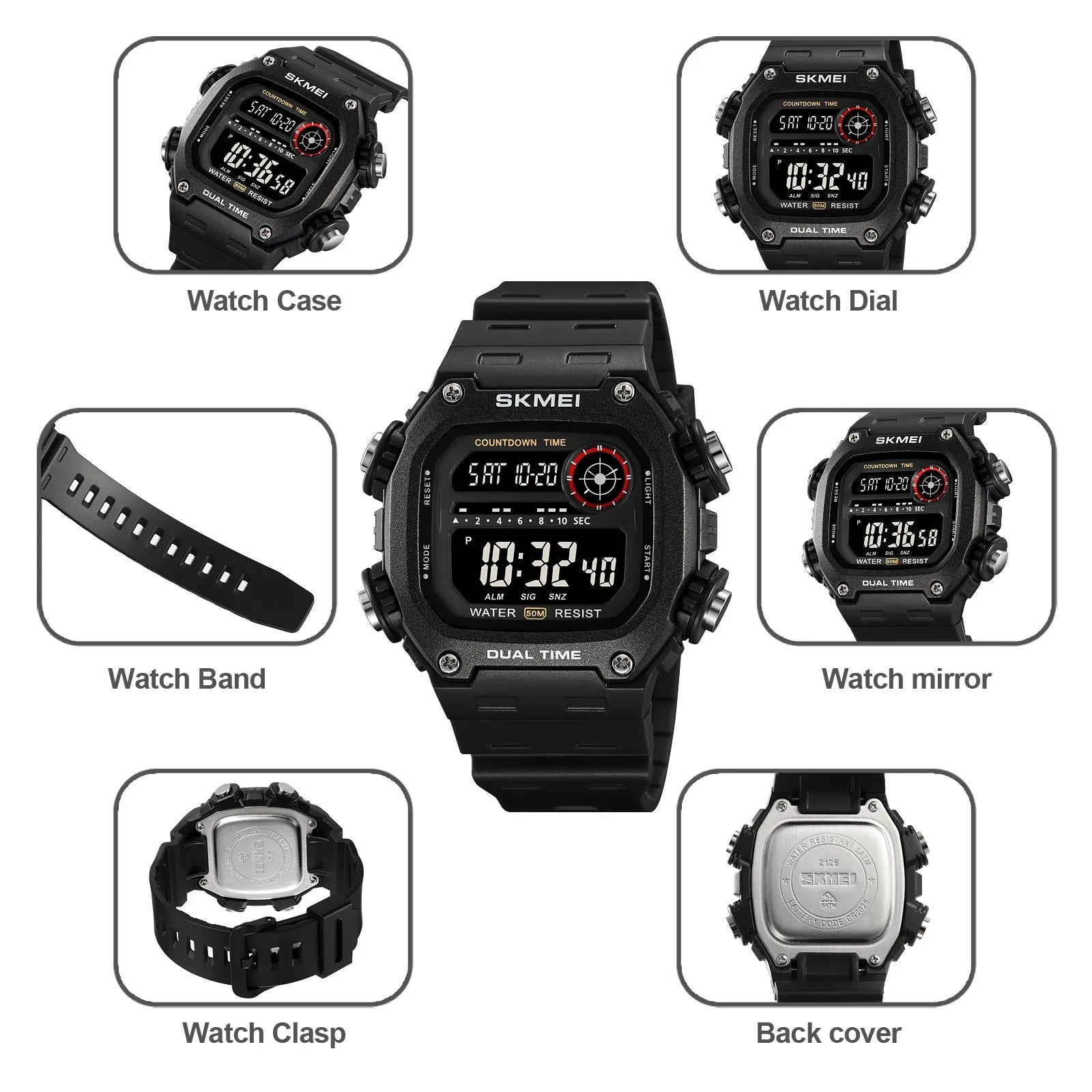 Skmei - 2126 - Luminous 50m Waterproof Mutifunctional - Black/Black image 8