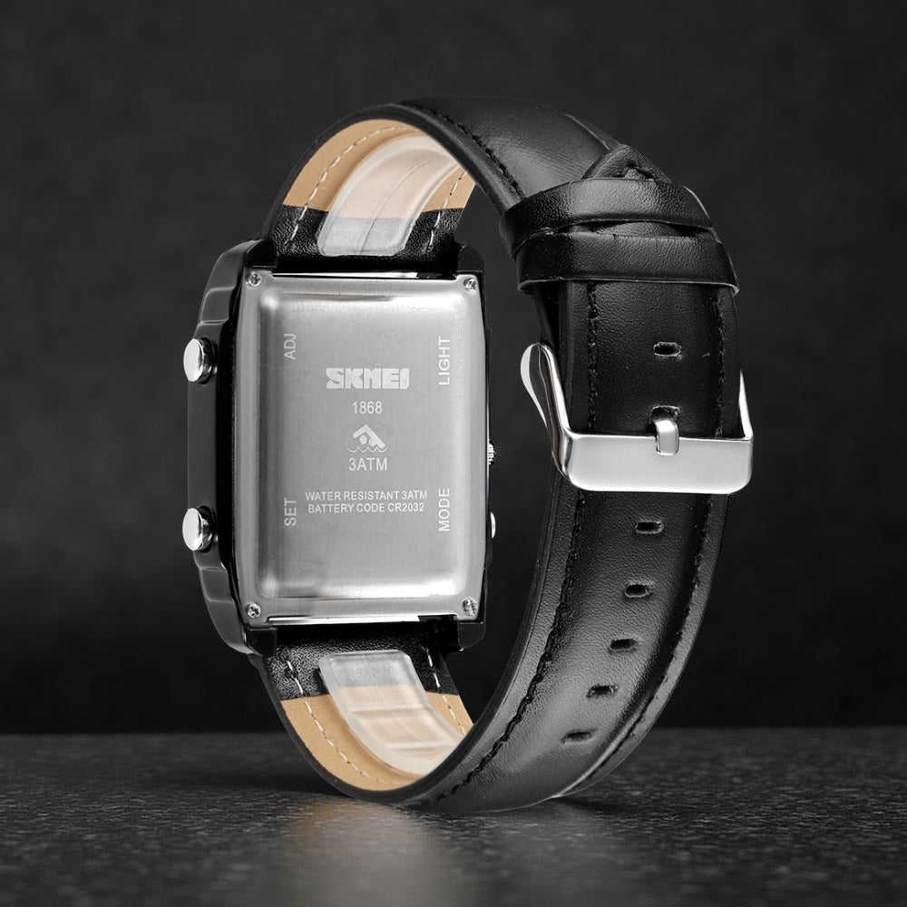 Skmei - 1868 (strap) - Digital LED Luminous Waterproof - Black-Leather image 2