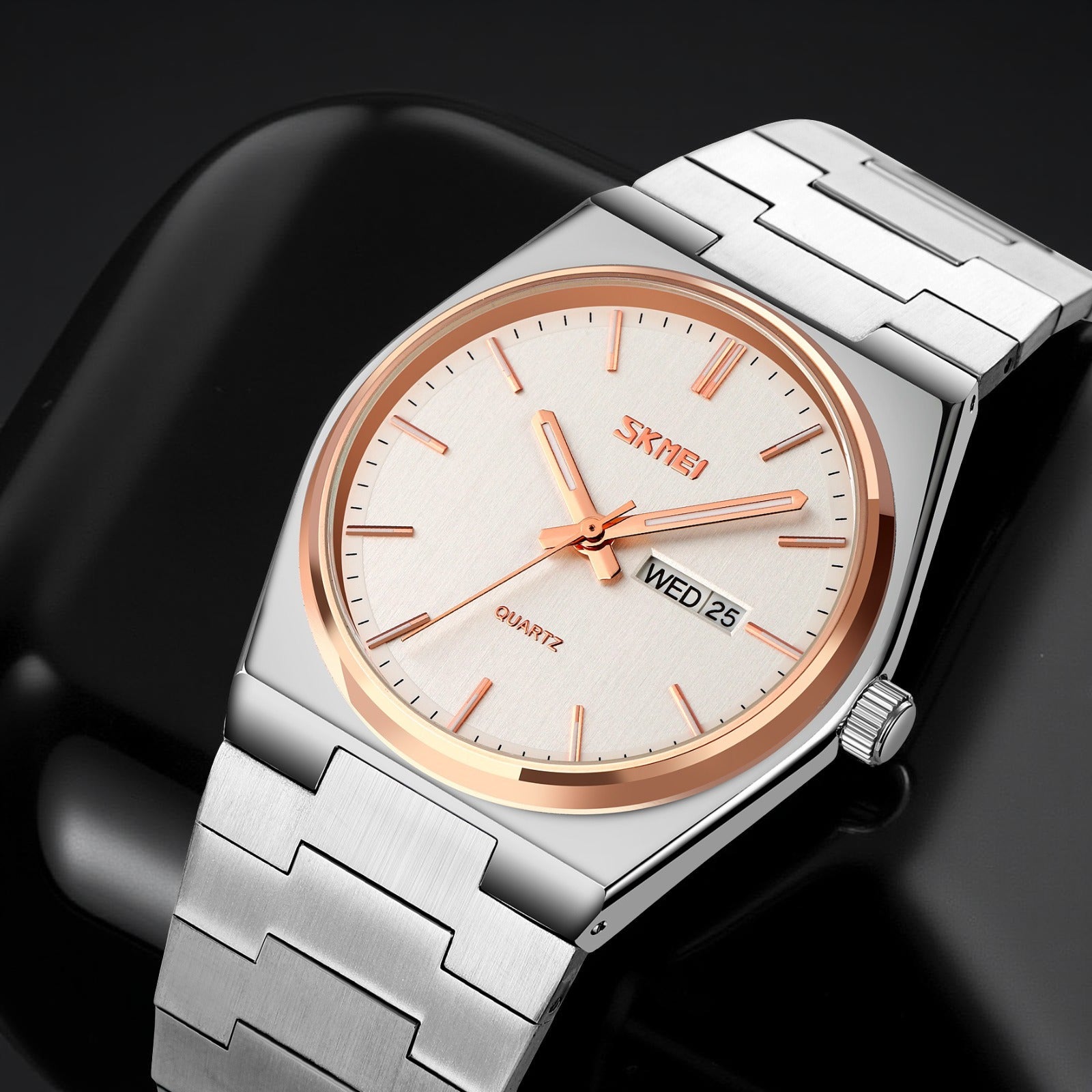 Skmei – 9288 – Business Class Luxury Watch – Silver/RoseGold/Silver image 1