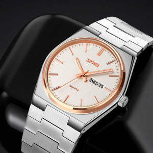 Skmei – 9288 – Business Class Luxury Watch – Silver/RoseGold/Silver image 1