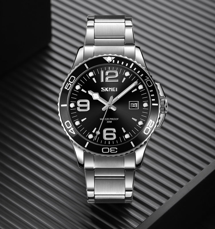 Skmei – 9278 – Luxury Stainless Steel Quartz Watch – Black image 1