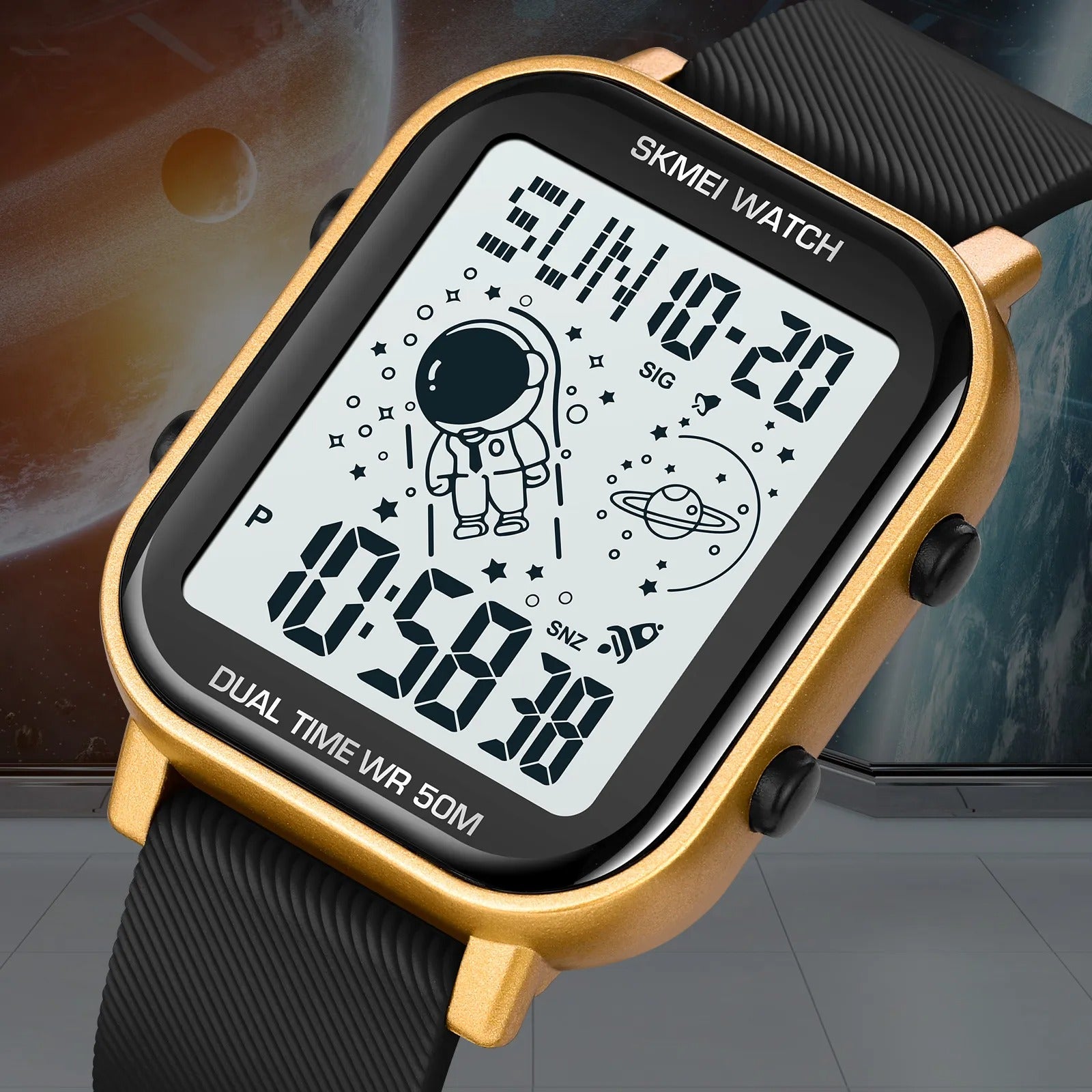 Skmei - 1971 - Space Explorer Digital Watch - Gold image 1