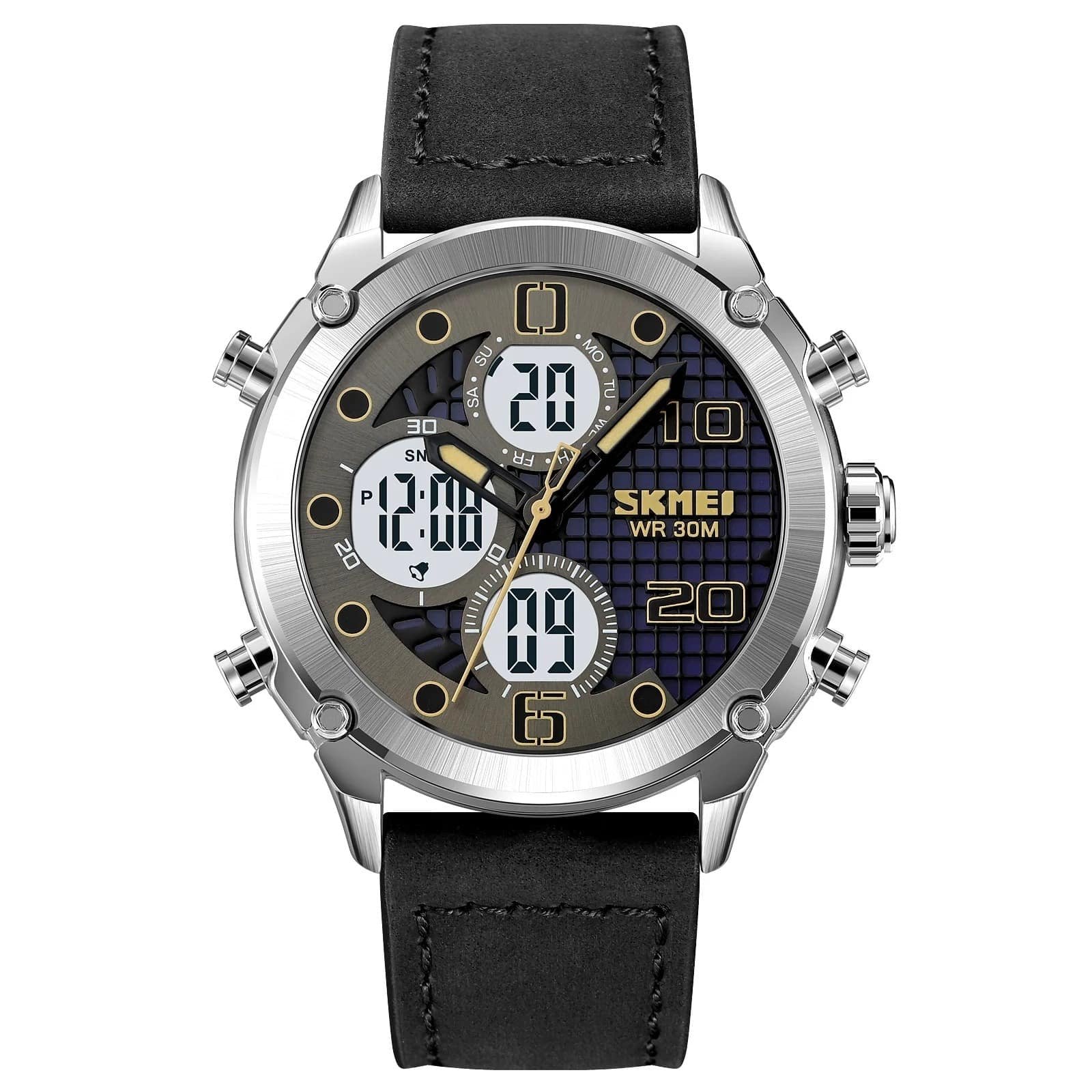 Skmei - 1975(strap)- Luminous 30m Waterproof Mutifunctional - Silver/Black-White image 0