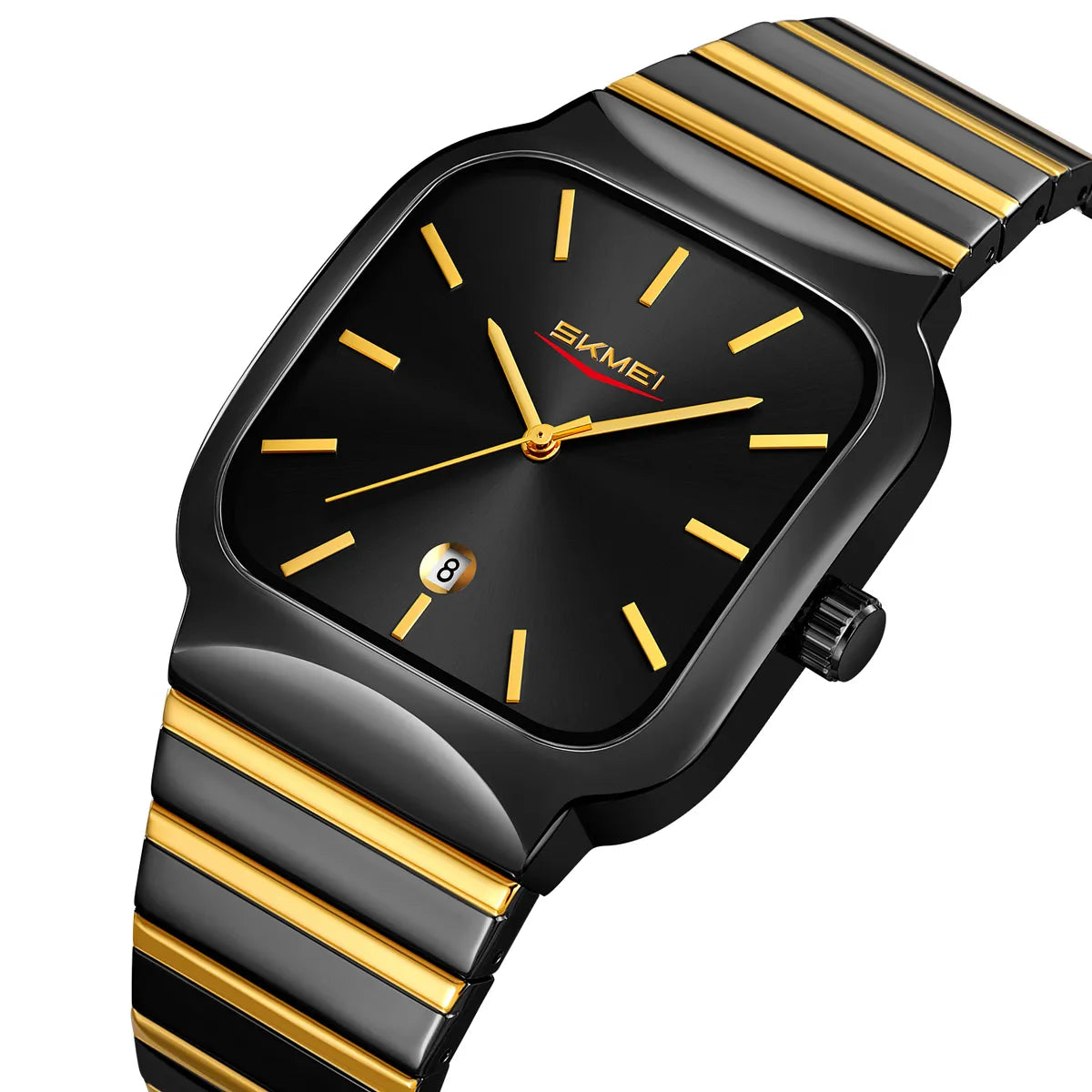 Skmei - 9361 - Luxury Square Men Quartz Watch Waterproof -Black/Gold-Black image 0