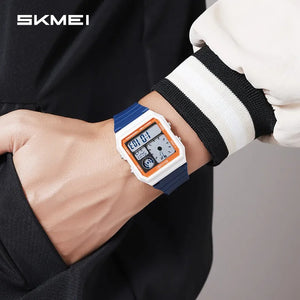 SKMEI - 2347 - Digital Sports Countdown Waterproof Watch - White/Blue image 2