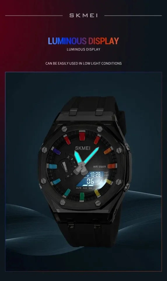 Skmei - 2100 - World Time 50m Waterproof - Black/Grey image 7