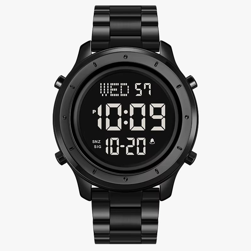 SKMEI - 1864 - Digital Stainless Steel Luminous Waterproof Watch - Black/Black-Steel image 1