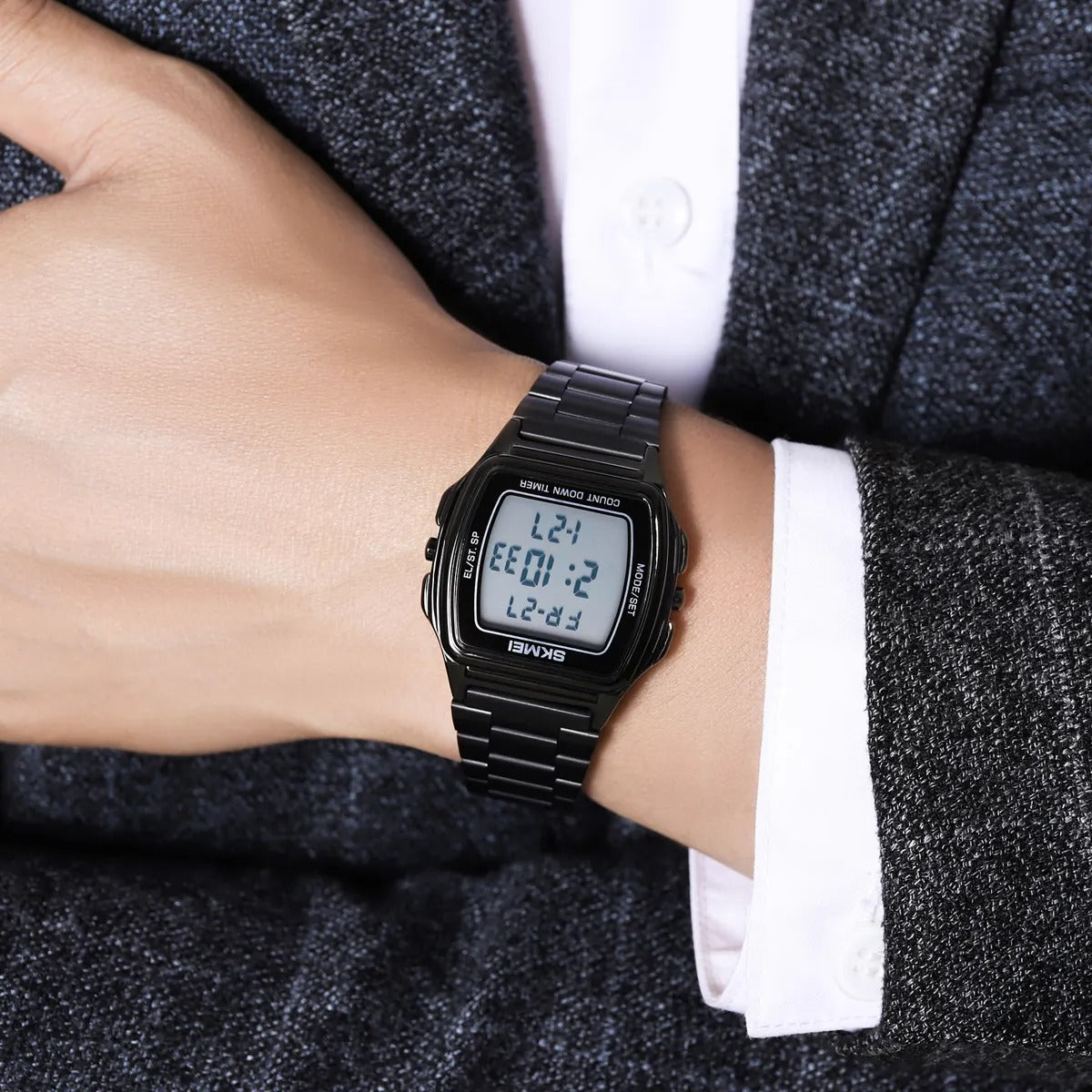 SKMEI 2239 Square Digital Countdown Timer Watch - black image 3