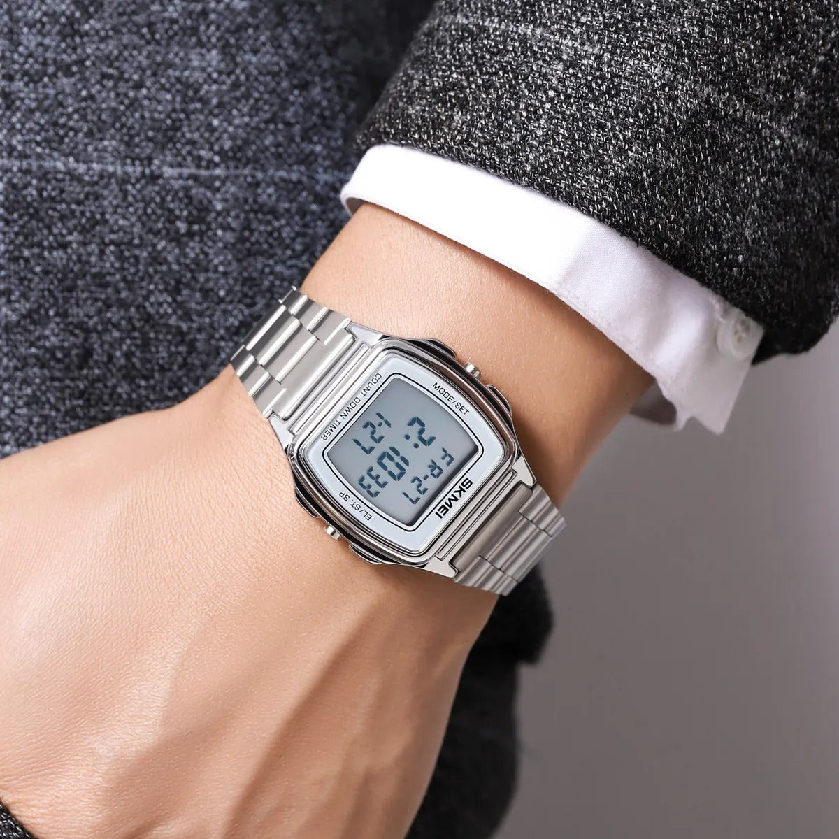 SKMEI 2239 Square Digital Countdown Timer Watch - silver image 2