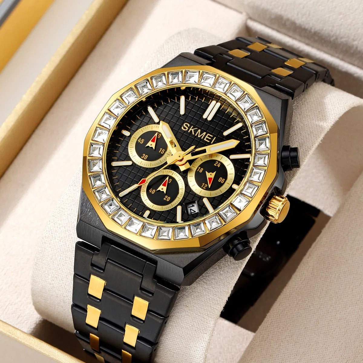 SKMEI - 2380 - High Quality Luxury Watch - Black/Gold image 1