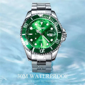 SKMEI - 1779 - Casual Quartz Luxury Full Steel Waterproof watch - silver/green image 1