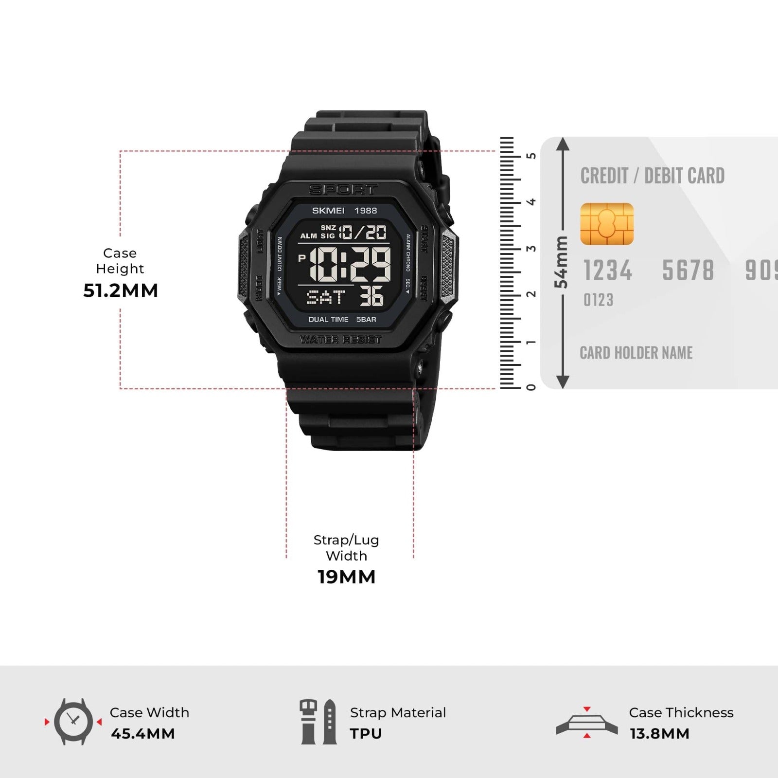 Skmei - 1988 - Street Armor Digital Watch - Black image 5