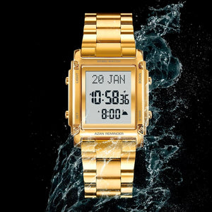 Skmei - 2277 - Qibla Azan Time Reminder Prayer Watch - Golden image 3