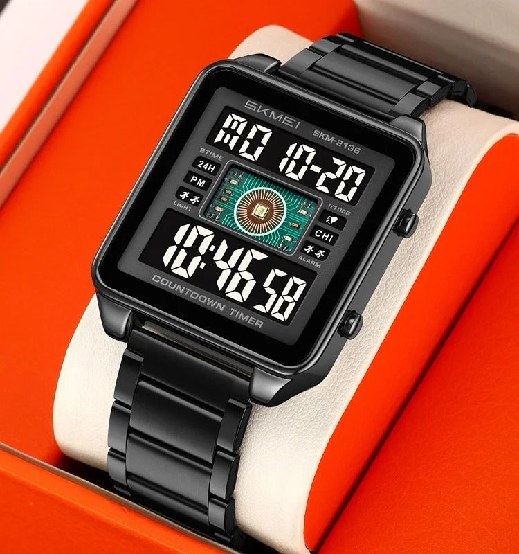 SKMEI 2136 Multi-Display Digital Chronograph Sports Watch - Black/Black image 4