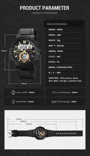Skmei - 1881 - 50M Waterproof - Gold/White image 3